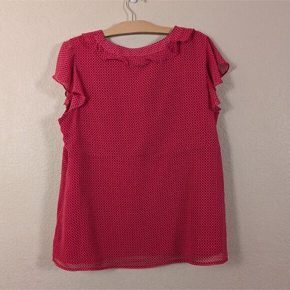 Y2K George Babydoll Top Geometric V Neck Flutter Sleeve Flowy 3X(22W/24W) Plus - Picture 7 of 9